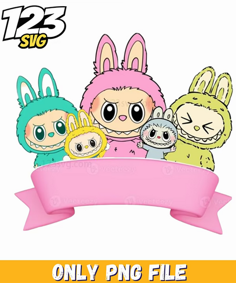 pastel bunny friends banner png, pastel bunny friends banner, bunny friends pastel banner - 123SVG Store