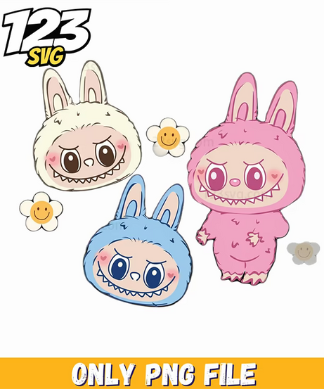pastel bunny trio png, pastel bunny png, pastel bunny trio - 123SVG Store