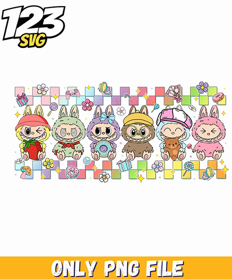 pastel checkerboard labubu border png, labubu border png, pastel labubu checkerboard border - 123SVG Store