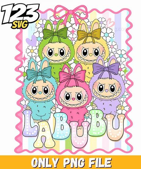 pastel friends labubu frame png, labubu frame art, labubu frame drawing - 123SVG Store