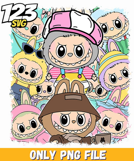 pastel labubu crowd png, labubu crowd pastel, labubu pastel crowd - 123SVG Store