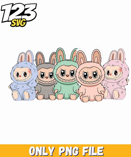 pastel labubu family sticker png, labubu character sticker, labubu family sticker - 123SVG Store