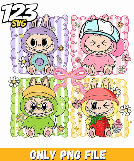 pastel labubu squares png, labubu pastel squares, pastel labubu squares - 123SVG Store