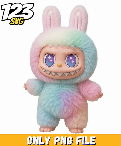 pastel rainbow bunny labubu png, labubu png, labubu character design - 123SVG Store