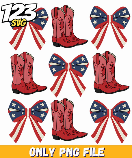 patriotic boots bow set png, patriotic boots and bow set, patriotic bow boots set - 123SVG Store