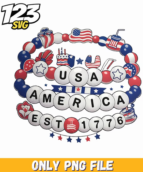 patriotic bracelet png, 4th of july patriotic, patriotic american flag - 123SVG Store