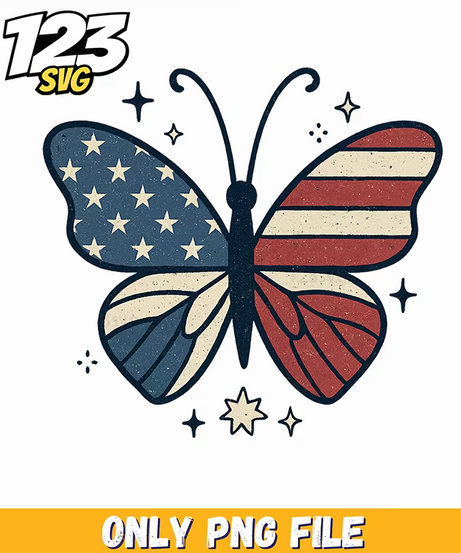 patriotic butterfly png, usa patriotic butterfly design, butterfly patriotic symbol - 123SVG Store