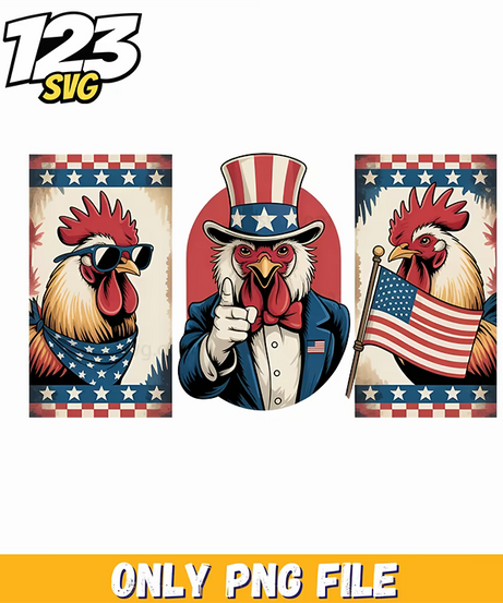 patriotic chicken 4th of july style png, 4th july, patriotic 4th july - 123SVG Store