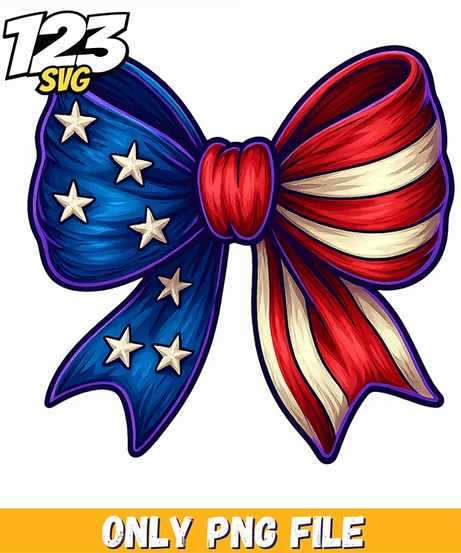 patriotic ribbon bow png, american flag ribbon bow, red white blue ribbon bow png - 123SVG Store
