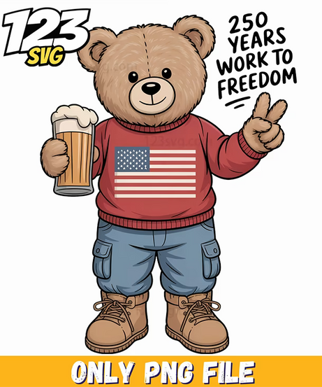 patriotic teddy bear style png, american flag teddy bear, teddy bear patriotic png - 123SVG Store