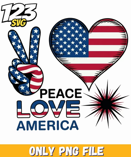 peace love america flag pattern heart png, little sweet heart png, sweet heart png - 123SVG Store