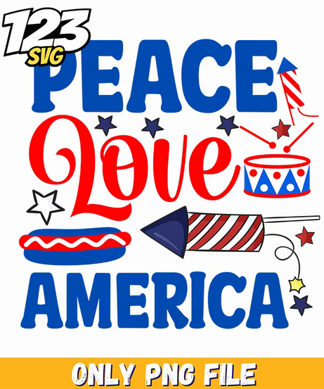 peace love america hot dog rocket drum png, hot dog love rocket, love rocket hot dog - 123SVG Store