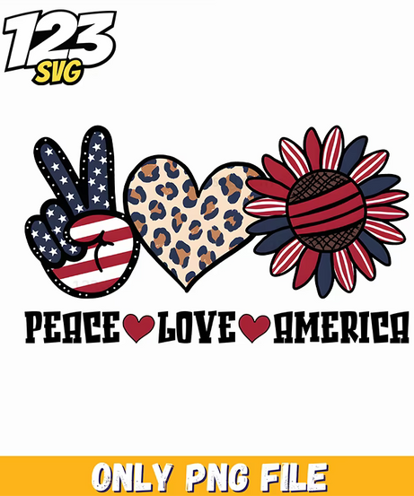 peace love america patriotic cowprint png, peace love and light, love bites lips design - 123SVG Store