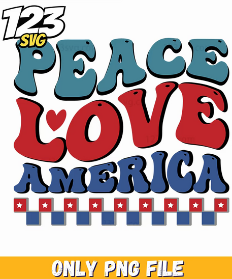 peace love america png, usa pride png, patriotic slogan png - 123SVG Store