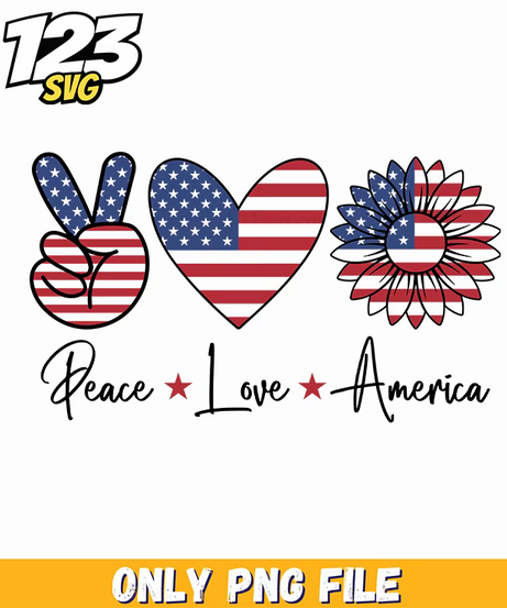 peace love america sunflower png, fourth july sunflower, love sunflower america - 123SVG Store