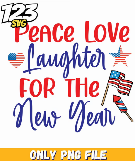 peace love laughter for the new year hearts stars flags rocket png, new year hearts and stars, happy new year hearts and stars - 123SVG Store