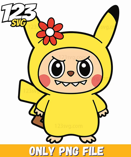 pikachu inspired labubu png, labubu png, labubu cute png - 123SVG Store