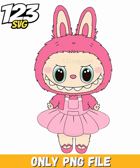 pink ballerina labubu png, pink labubu cute design png, pink labubu png - 123SVG Store