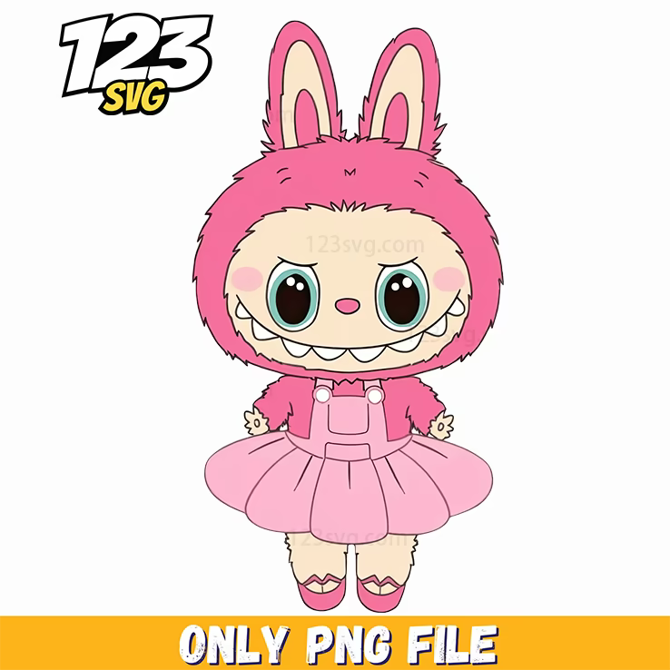pink ballerina labubu png, pink labubu cute design png, pink labubu png - 123SVG Store