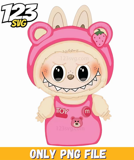 pink bear labubu png, labubu png, labubu bear png - 123SVG Store