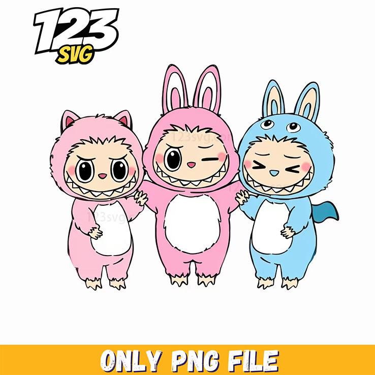 pink blue labubu duo png, labubu characters png, labubu toys png - 123SVG Store