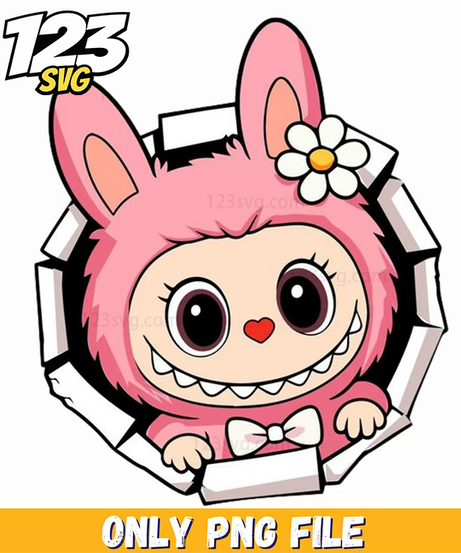pink broken wall labubu png, labubu png broken, labubu broken png pink - 123SVG Store
