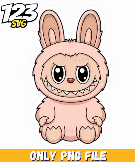 pink bunny labubu png, labubu png download, cute labubu png images - 123SVG Store