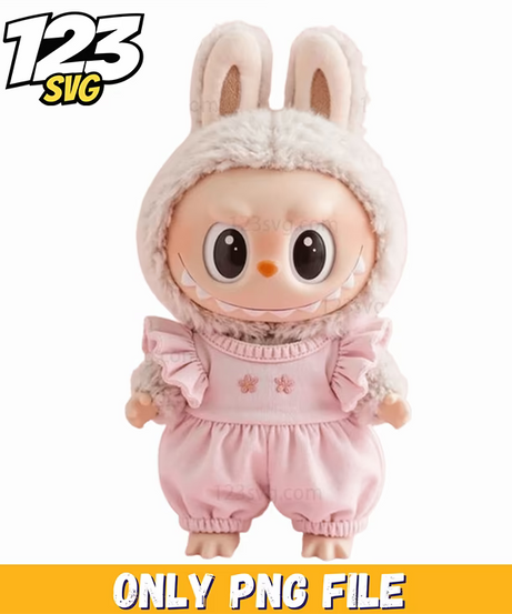 pink bunny pajama labubu png, labubu png pajamas, labubu pajama set - 123SVG Store