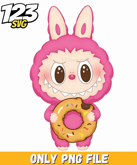 pink donut bunny png, pink donut bunny clipart, donut bunny illustration - 123SVG Store