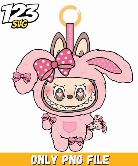 pink floppy bunny labubu png, labubu png images, bunny labubu png - 123SVG Store