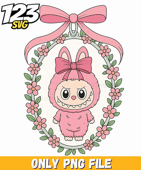 pink floral bunny frame png, pink floral bunny png, bunny frame floral design - 123SVG Store