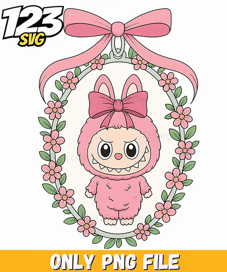 pink floral bunny frame png, pink floral bunny png, bunny frame floral design - 123SVG Store