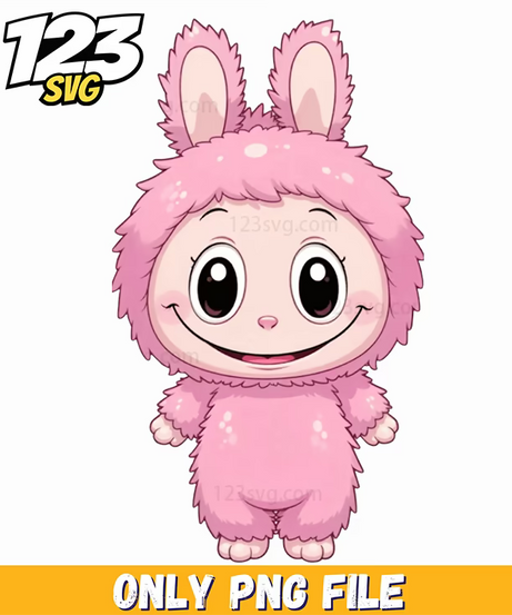 pink fluffy labubu png, labubu png, labubu png images - 123SVG Store