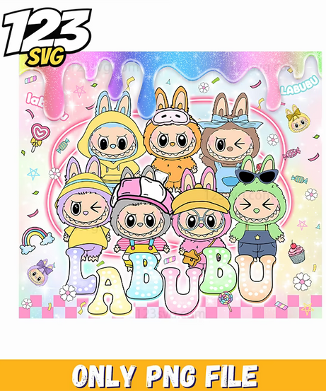 pink kawaii labubu collage png, cute kawaii labubu png, cute labubu kawaii png - 123SVG Store