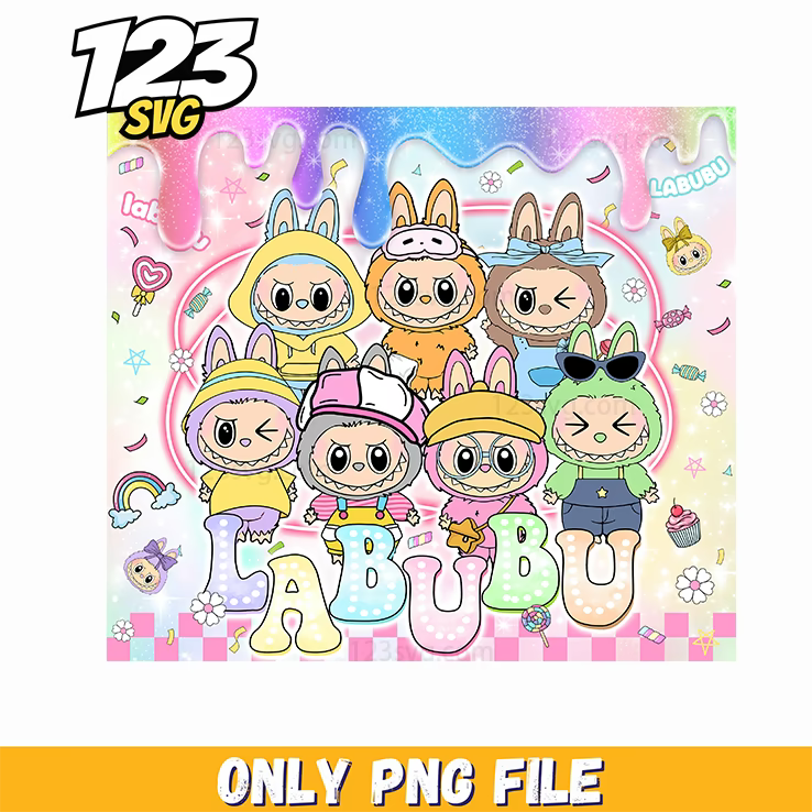 pink kawaii labubu collage png, cute kawaii labubu png, cute labubu kawaii png - 123SVG Store