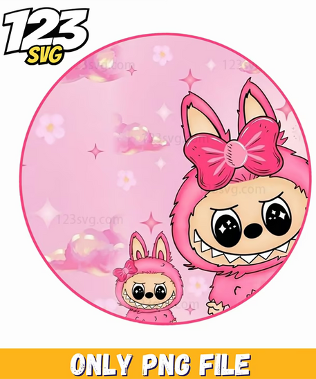 pink kawaii labubu png, labubu keychain png, cute labubu pink pig design png - 123SVG Store