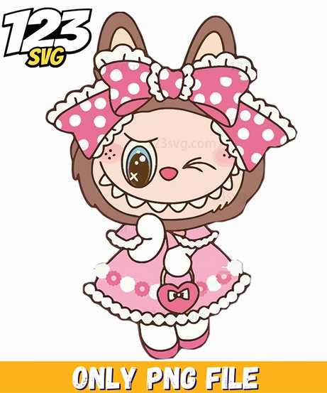 pink kawaii labubu png, labubu png kawaii, labubu kawaii png - 123SVG Store