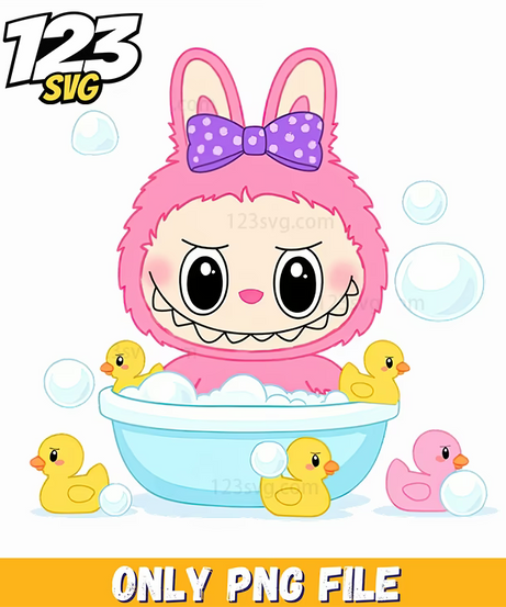 pink labubu bathtub png, labubu png, labubu png - 123SVG Store