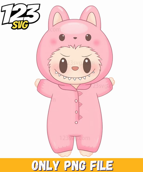 pink pajama bunny labubu png, labubu bunny pajamas for women, labubu bunny pajamas online - 123SVG Store