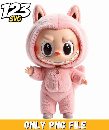 pink plush labubu png, labubu plush toys, labubu plush keychain - 123SVG Store