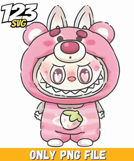 pink teddy labubu png, cute labubu png, teddy labubu clipart - 123SVG Store