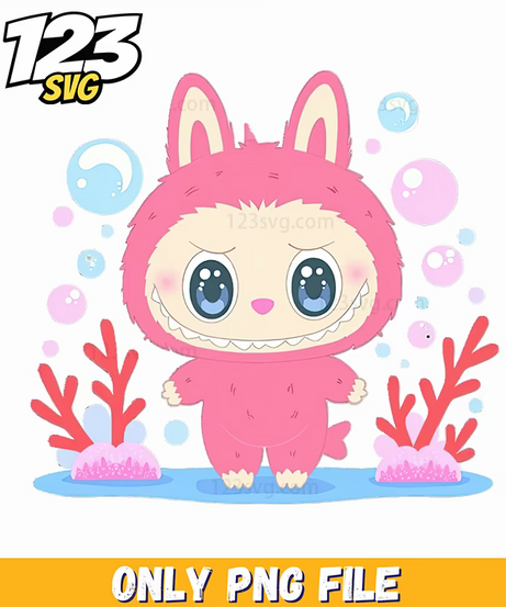 pink underwater labubu png, labubu png, underwater labubu png - 123SVG Store