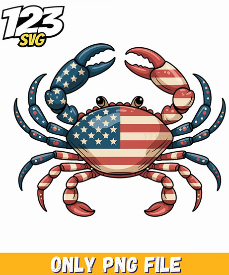 preppy patriotic crab american flag texture png, american flag png, charlie kirk book png - 123SVG Store