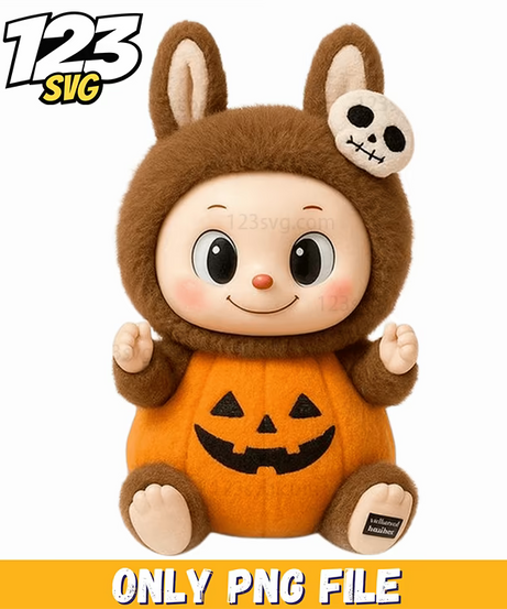 pumpkin halloween labubu png, halloween png labubu, labubu halloween png clipart - 123SVG Store