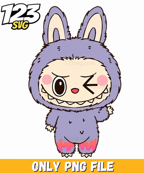 purple bunny labubu png, labubu png, labubu png character - 123SVG Store