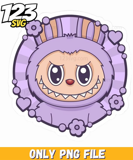 purple floral frame labubu png, labubu png images, labubu png vector - 123SVG Store