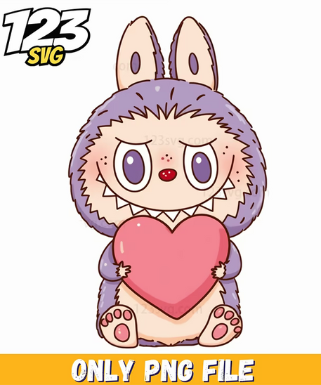 purple heart labubu png funny, labubu funny images, labubu funny moments - 123SVG Store