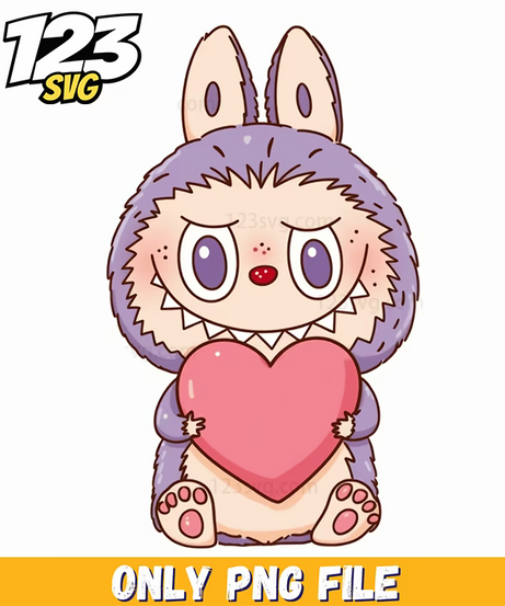 purple heart labubu png funny, labubu funny images, labubu funny moments - 123SVG Store