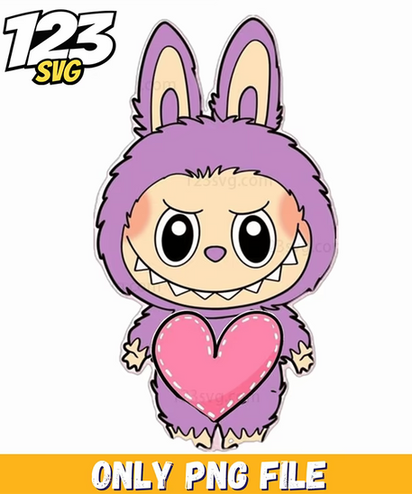 purple heart labubu png, labubu png, labubu png clipart - 123SVG Store