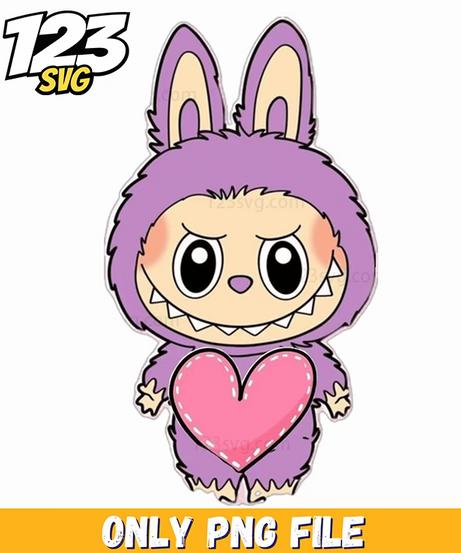 purple heart labubu png, labubu png, labubu png clipart - 123SVG Store